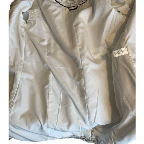 Karl Lagerfeld Paris Blazer Women's Size 16 Black/White Tweed Fringe Long Jacket - Picture 9 of 12